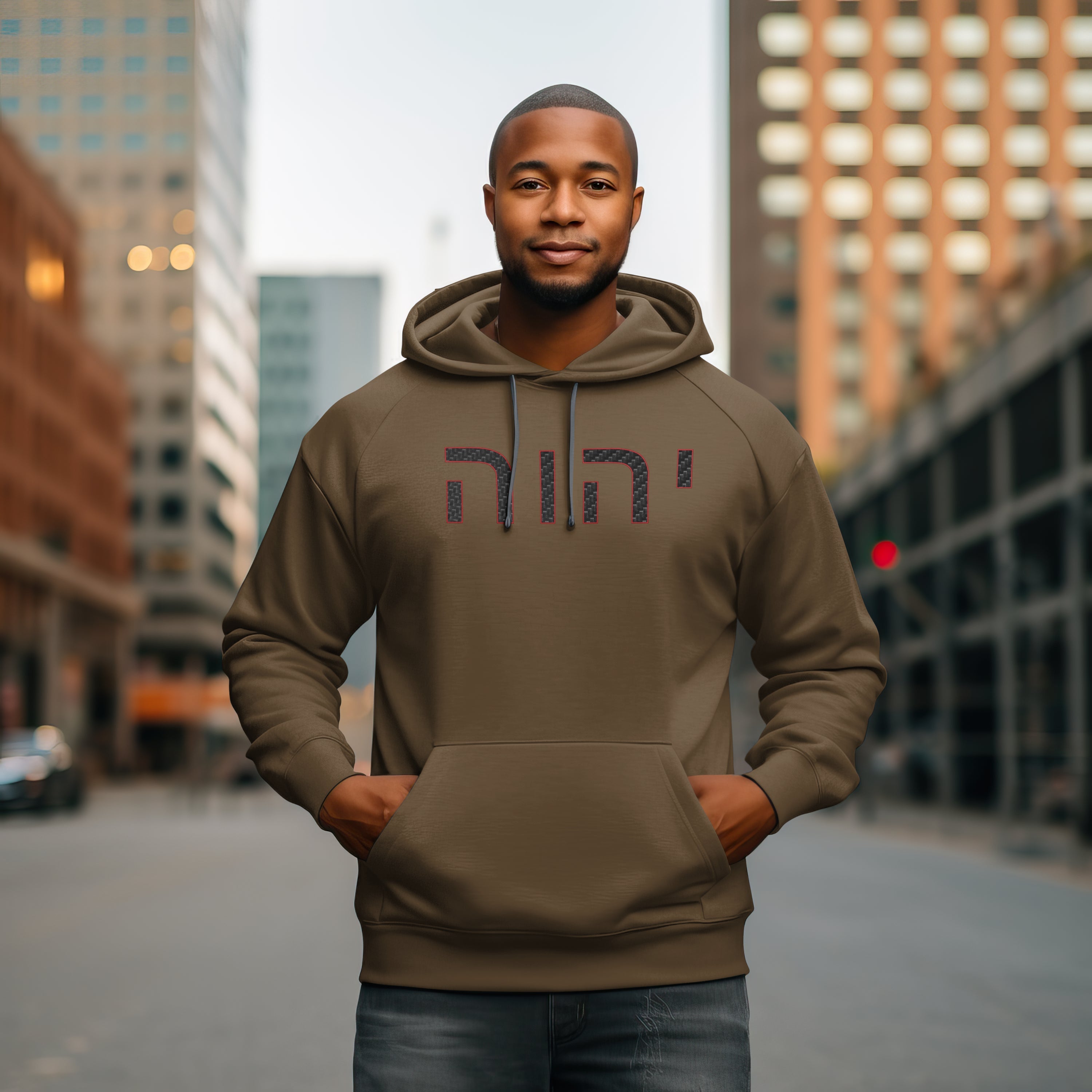 YHWH Embroidered carbon fiber embellished hoodie