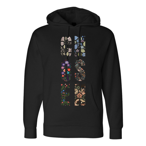 Chosen - Black Hoodie with Botanical Print