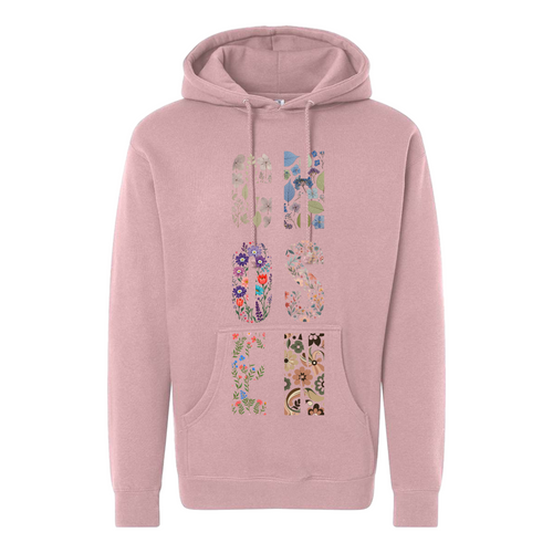 Chosen - Dusty Pink Hoodie with Botanical Print