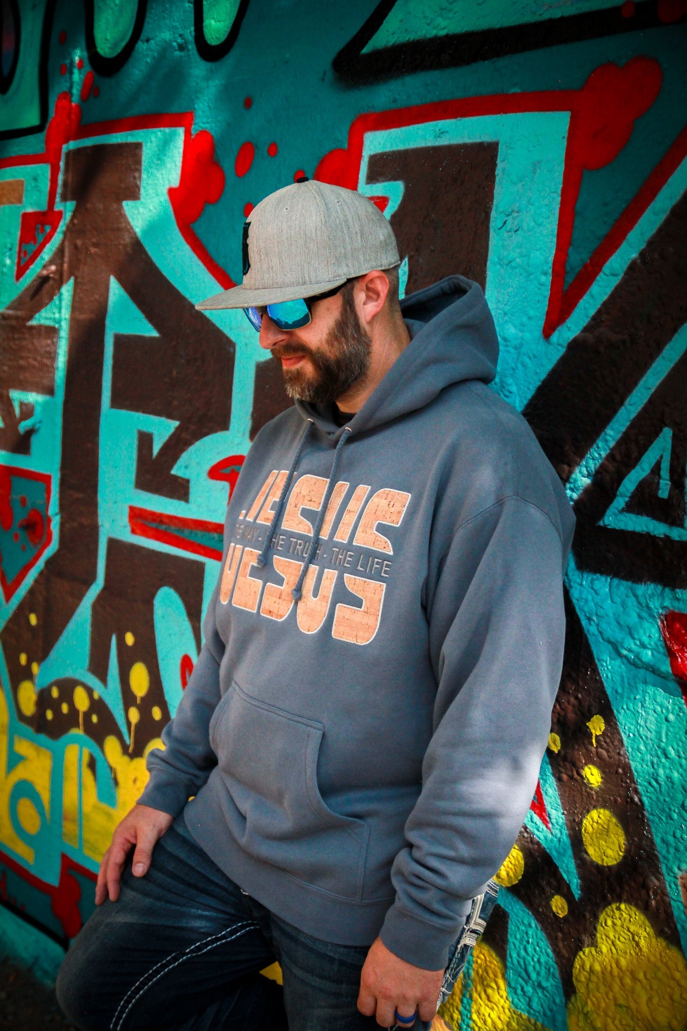 The Way The Truth The Life - Jesus - Hoodie Embroidered with Cork details