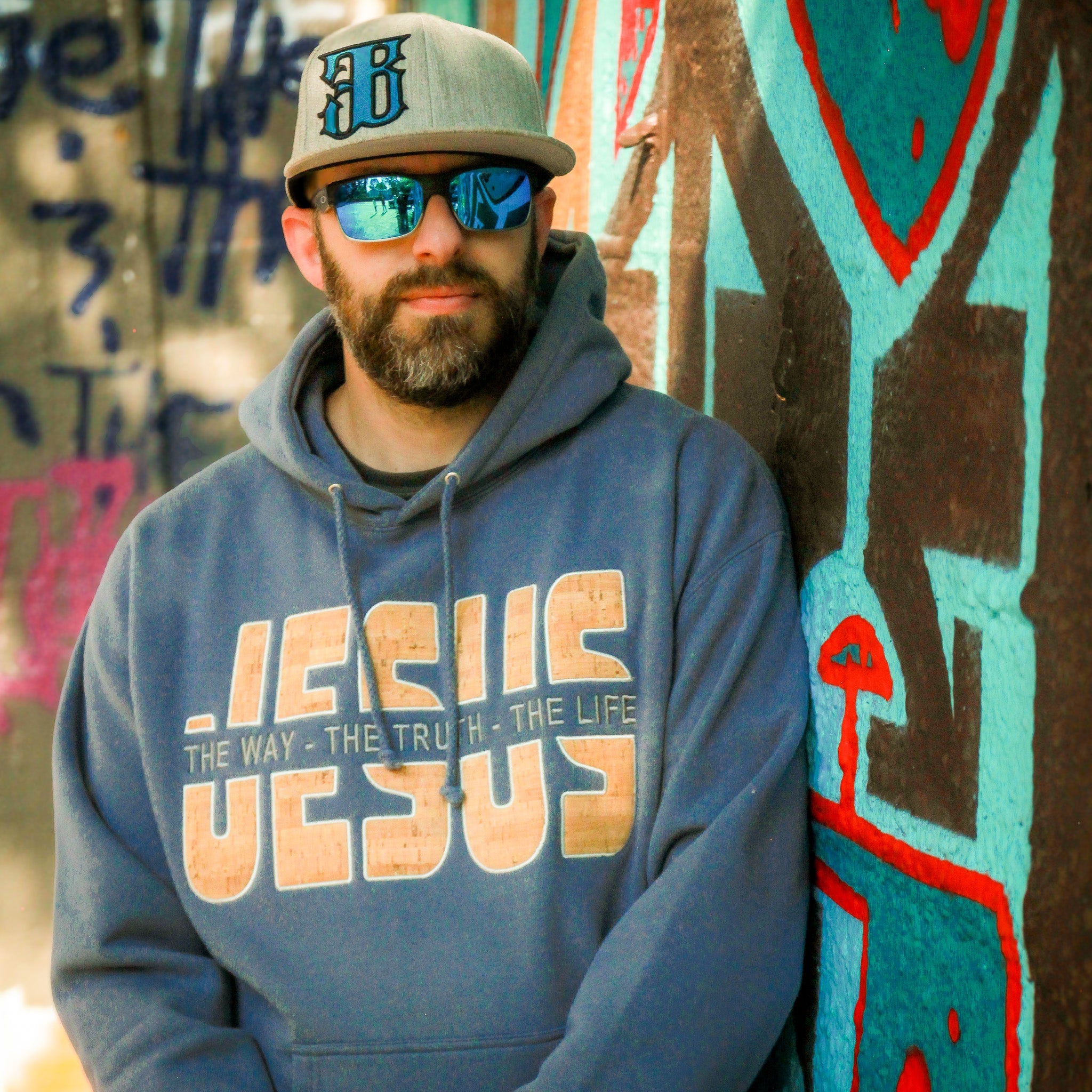 The Way The Truth The Life - Jesus - Hoodie Embroidered with Cork details