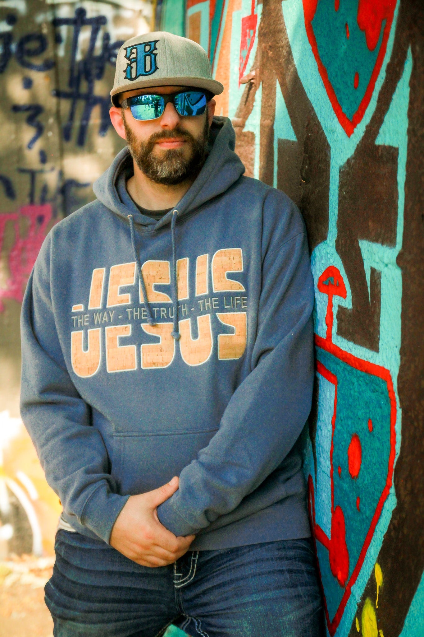 The Way The Truth The Life - Jesus - Hoodie Embroidered with Cork details