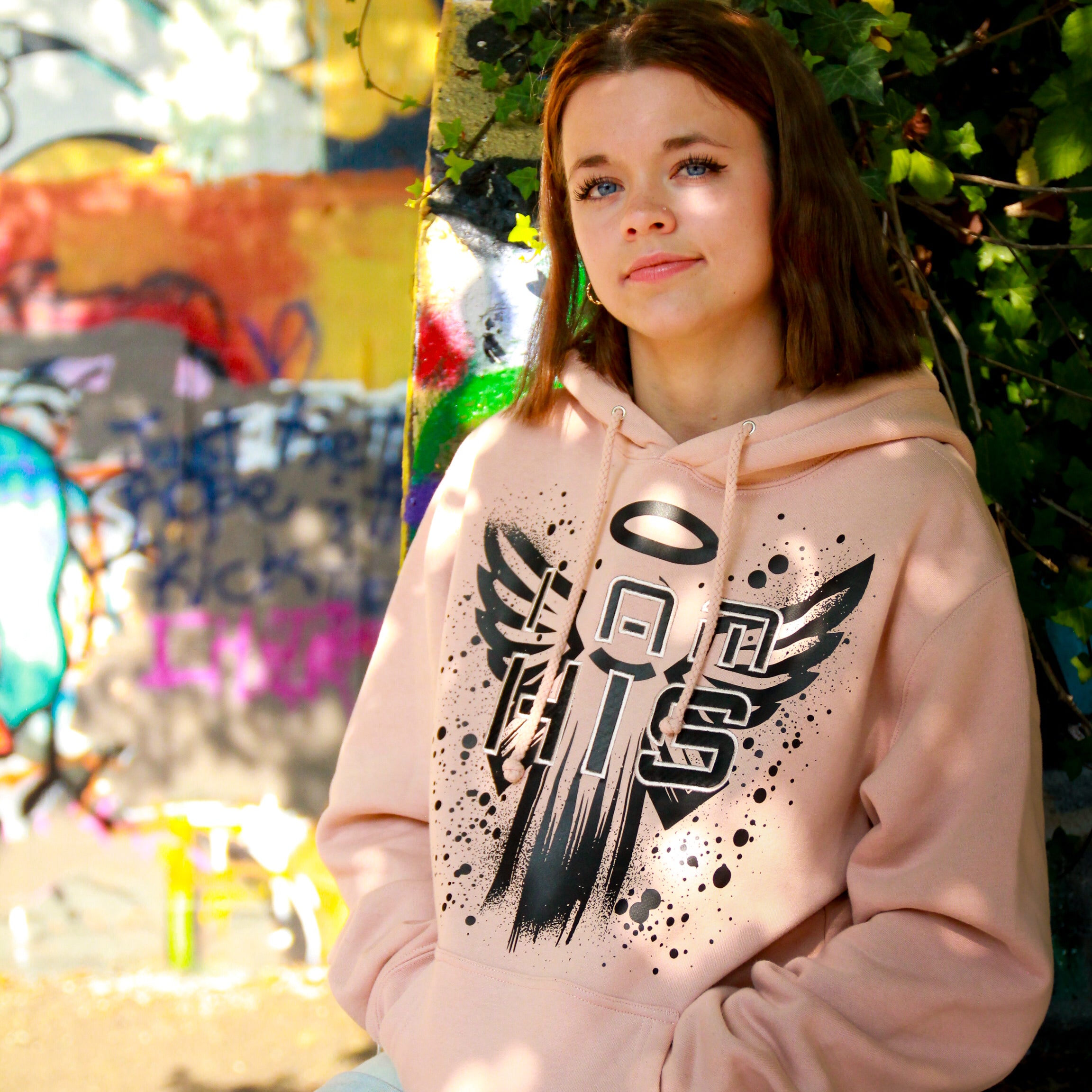 I am HIS Hoodie - Embroidered - Dusty Pink