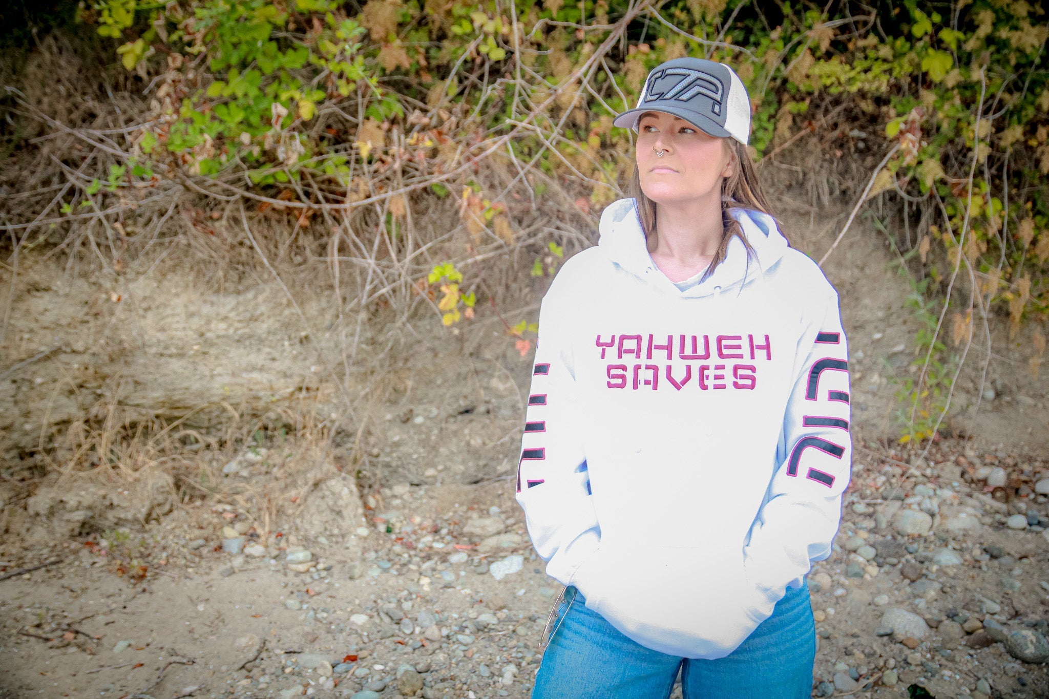 Yahweh Saves Hoodie - White