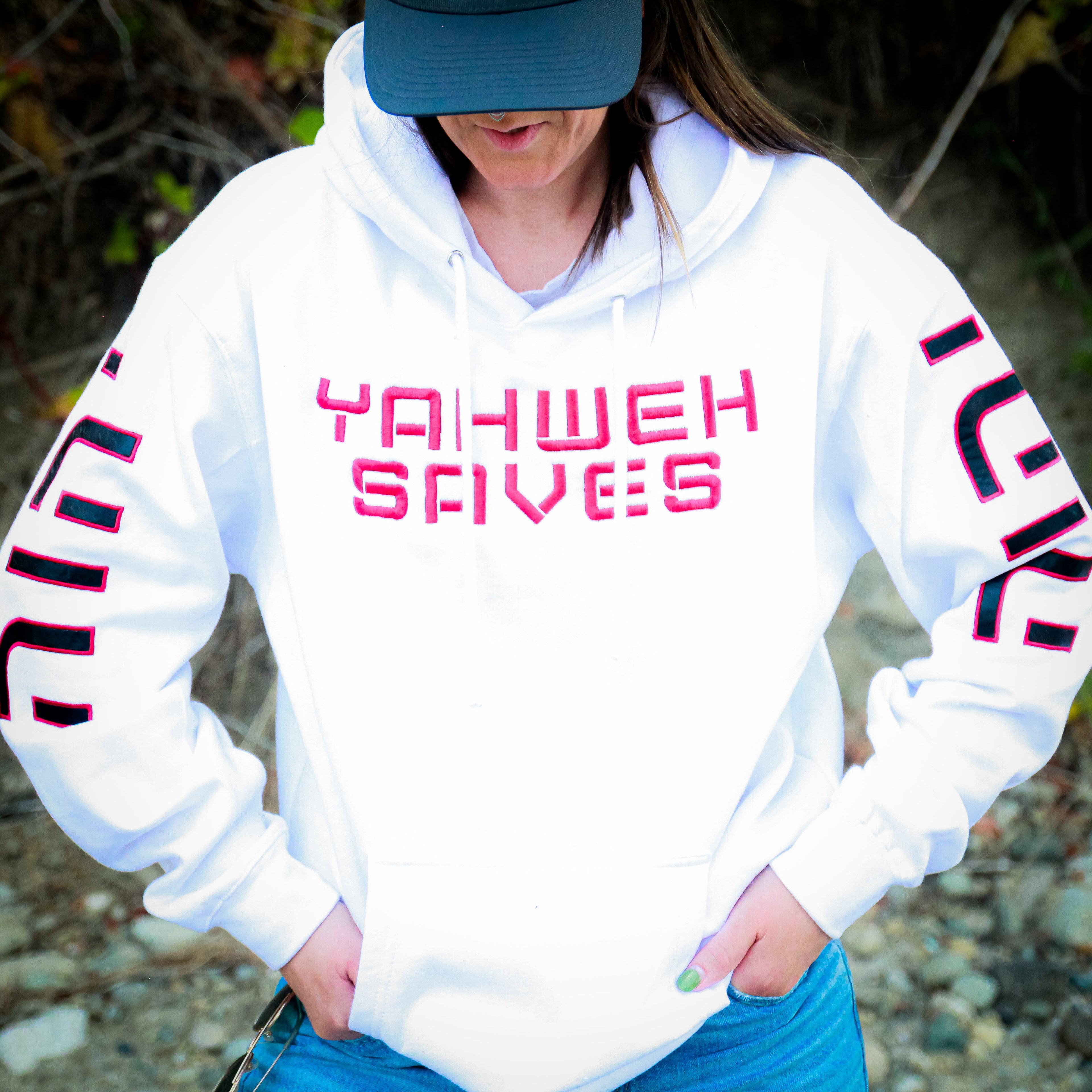 Yahweh Saves Hoodie - White