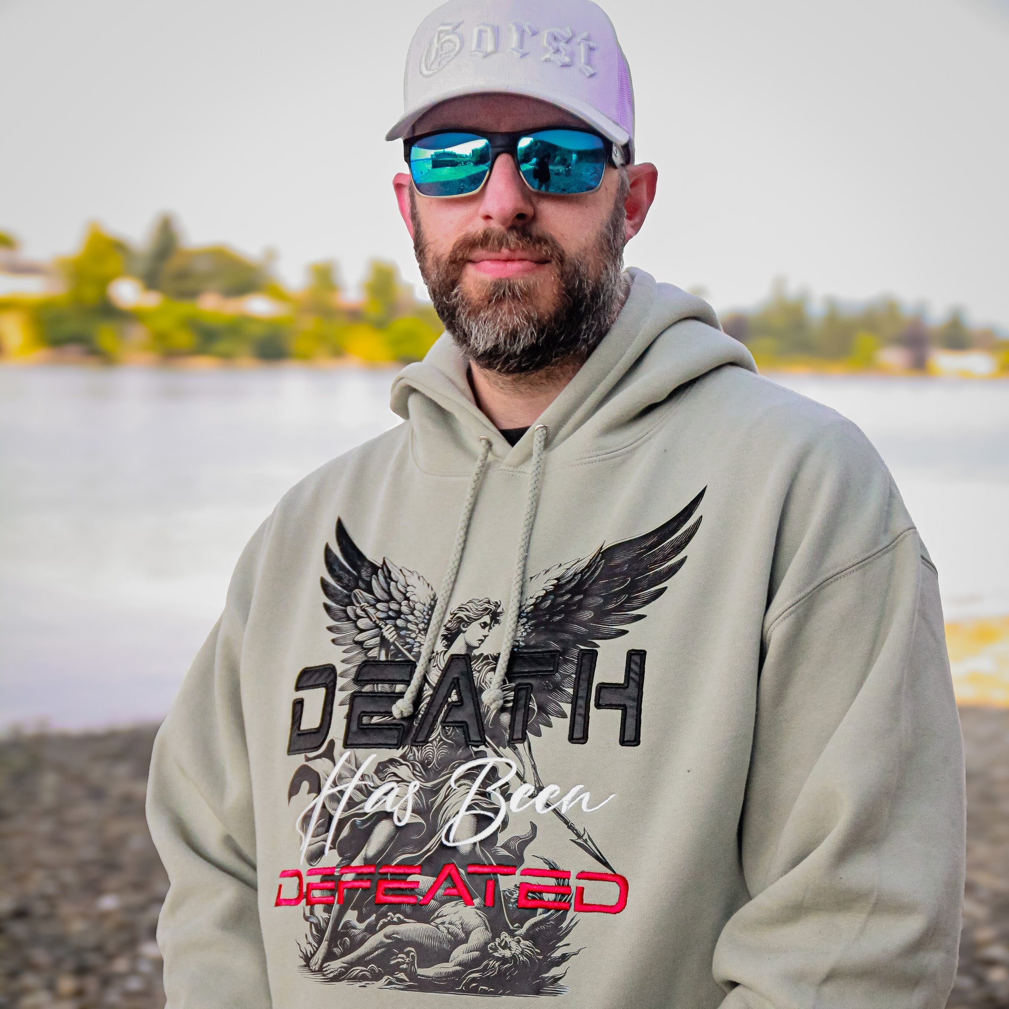 Death Has Been Defeated Hoodie - Dusty Sage Green