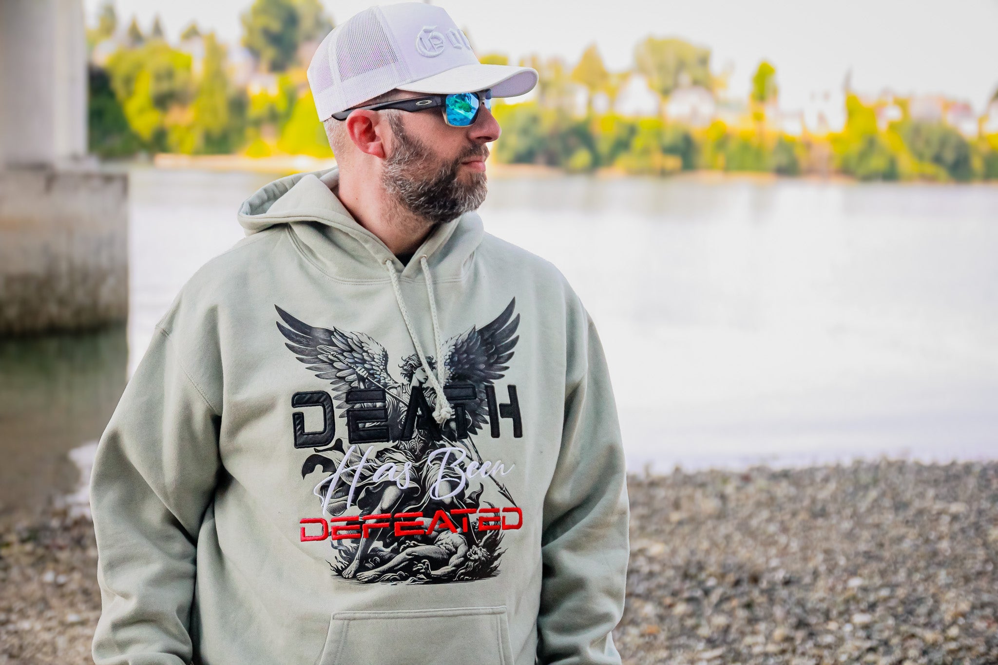 Death Has Been Defeated Hoodie - Dusty Sage Green