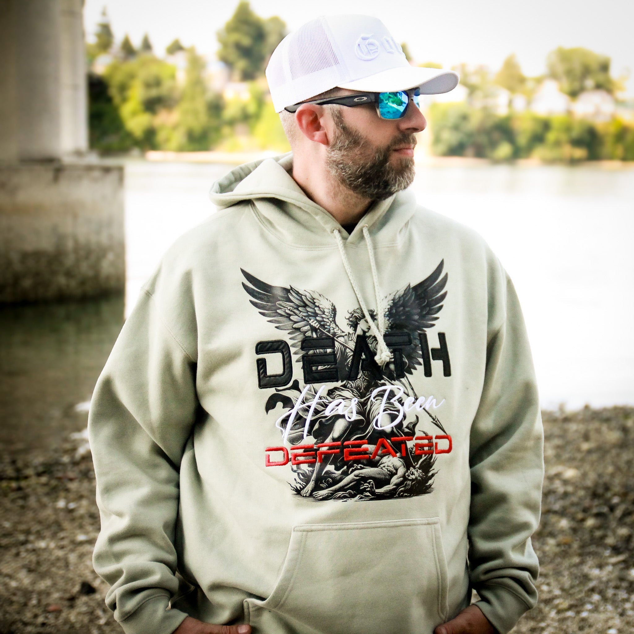 Death Has Been Defeated Hoodie - Dusty Sage Green