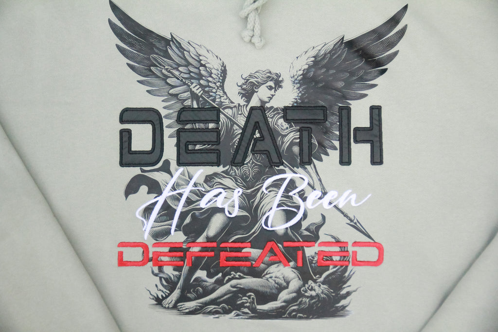 Death Has Been Defeated Hoodie - Dusty Sage Green