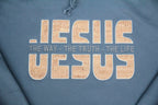 The Way The Truth The Life - Jesus - Hoodie Embroidered with Cork details
