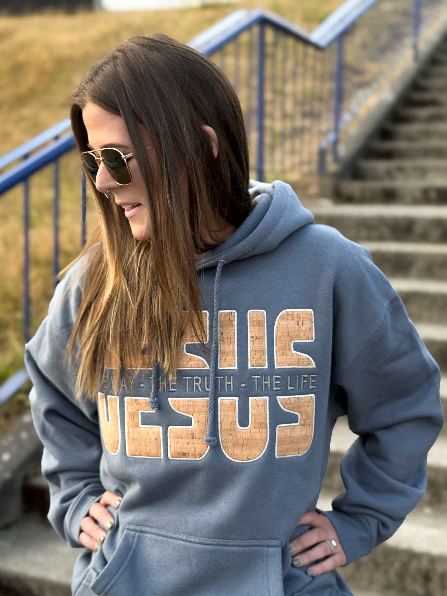 The Way The Truth The Life - Jesus - Hoodie Embroidered with Cork details