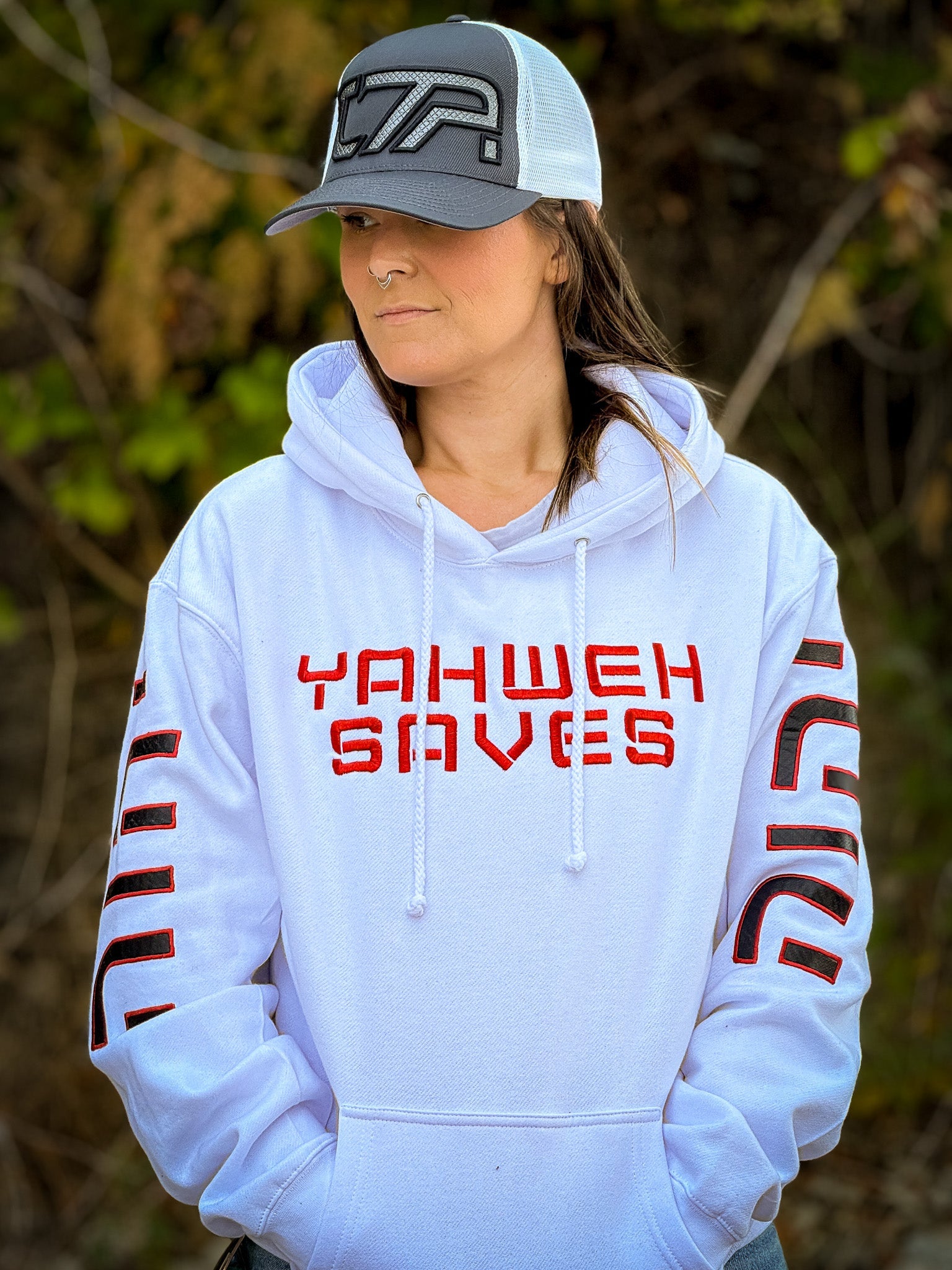 Yahweh Saves Hoodie - White