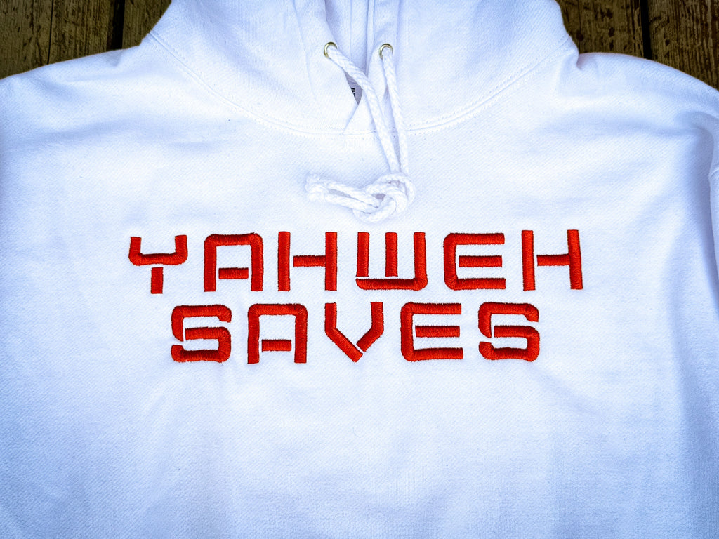 Yahweh Saves Hoodie - White