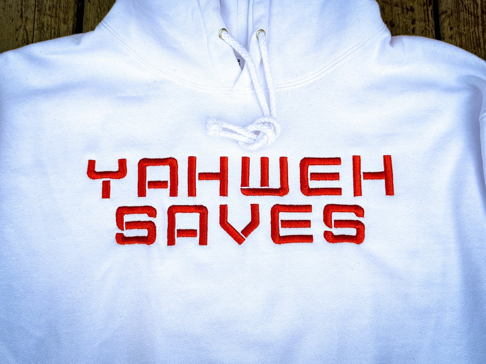 Yahweh Saves Hoodie - White