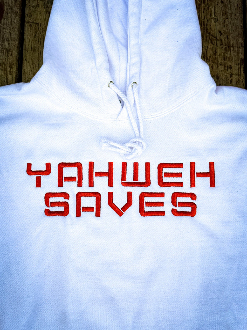 Yahweh Saves Hoodie - White