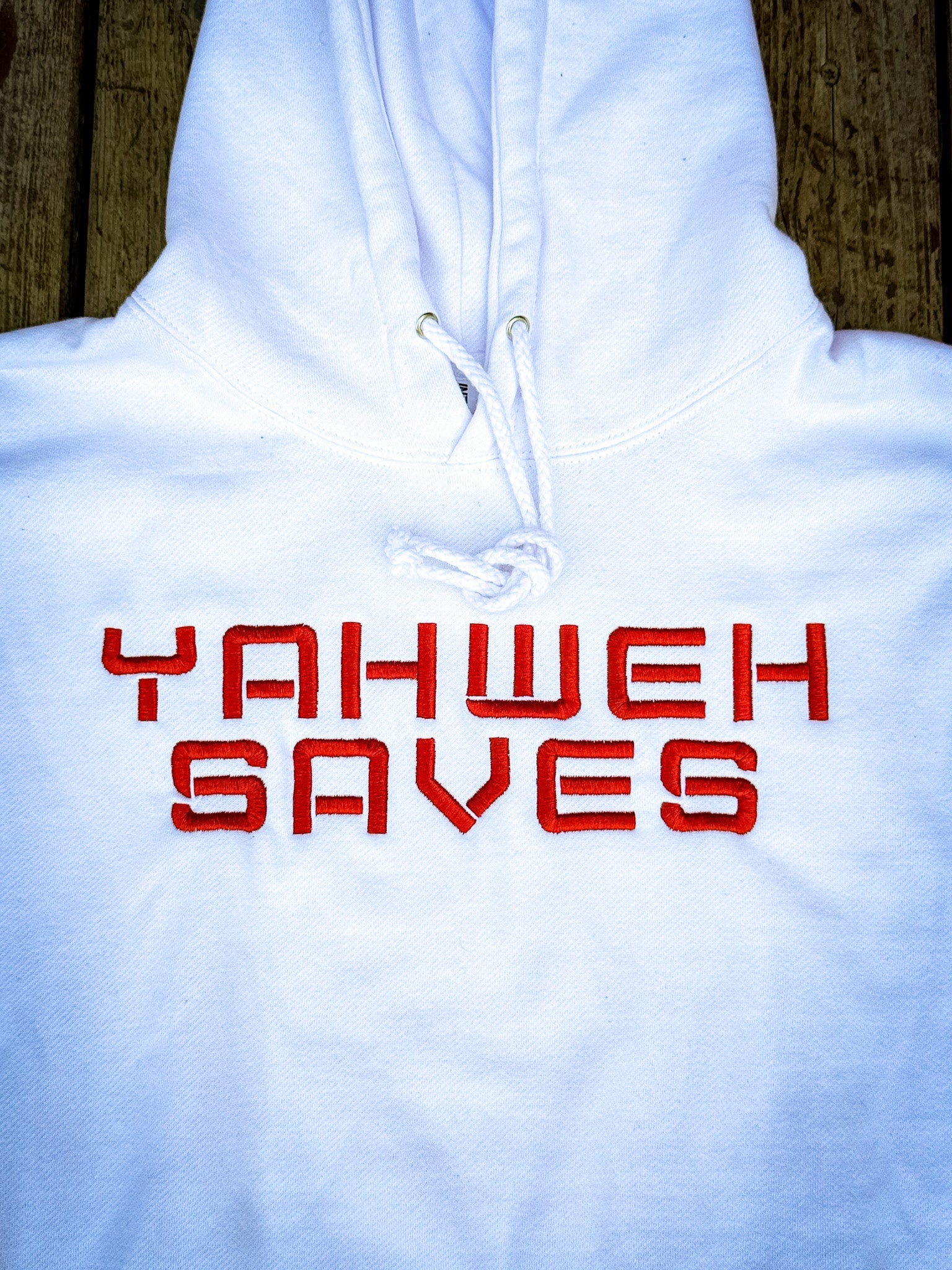 Yahweh Saves Hoodie - White