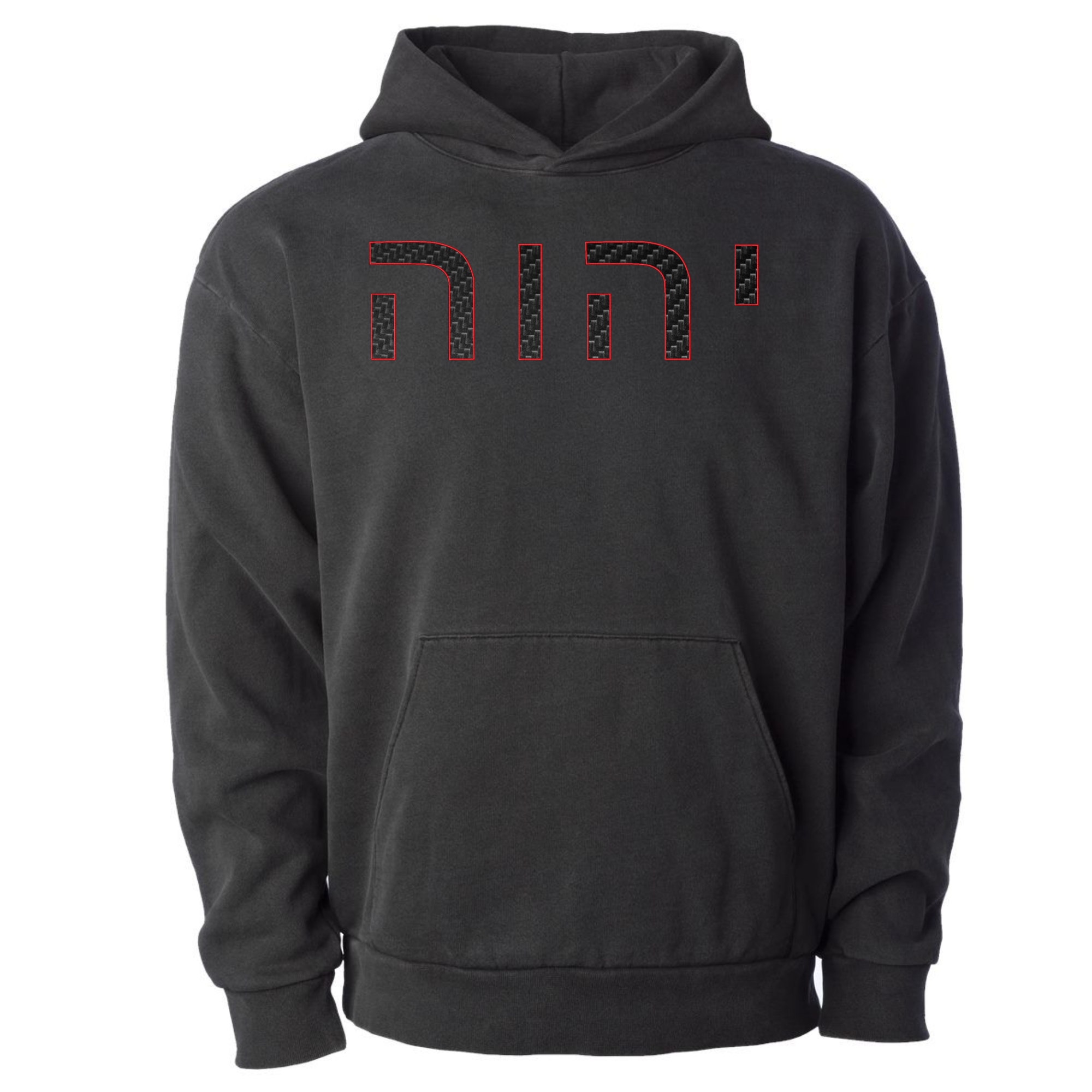 YHWH Embroidered carbon fiber embellished hoodie