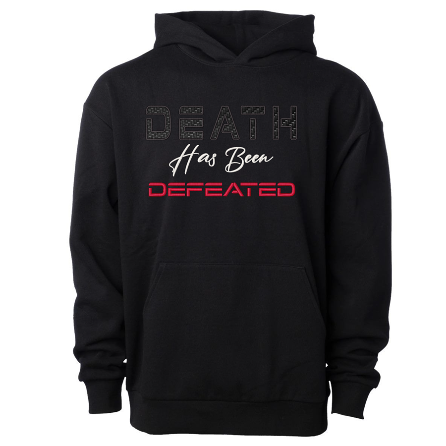 Death Has Been Defeated Embroidered carbon fiber embellished hoodie OG