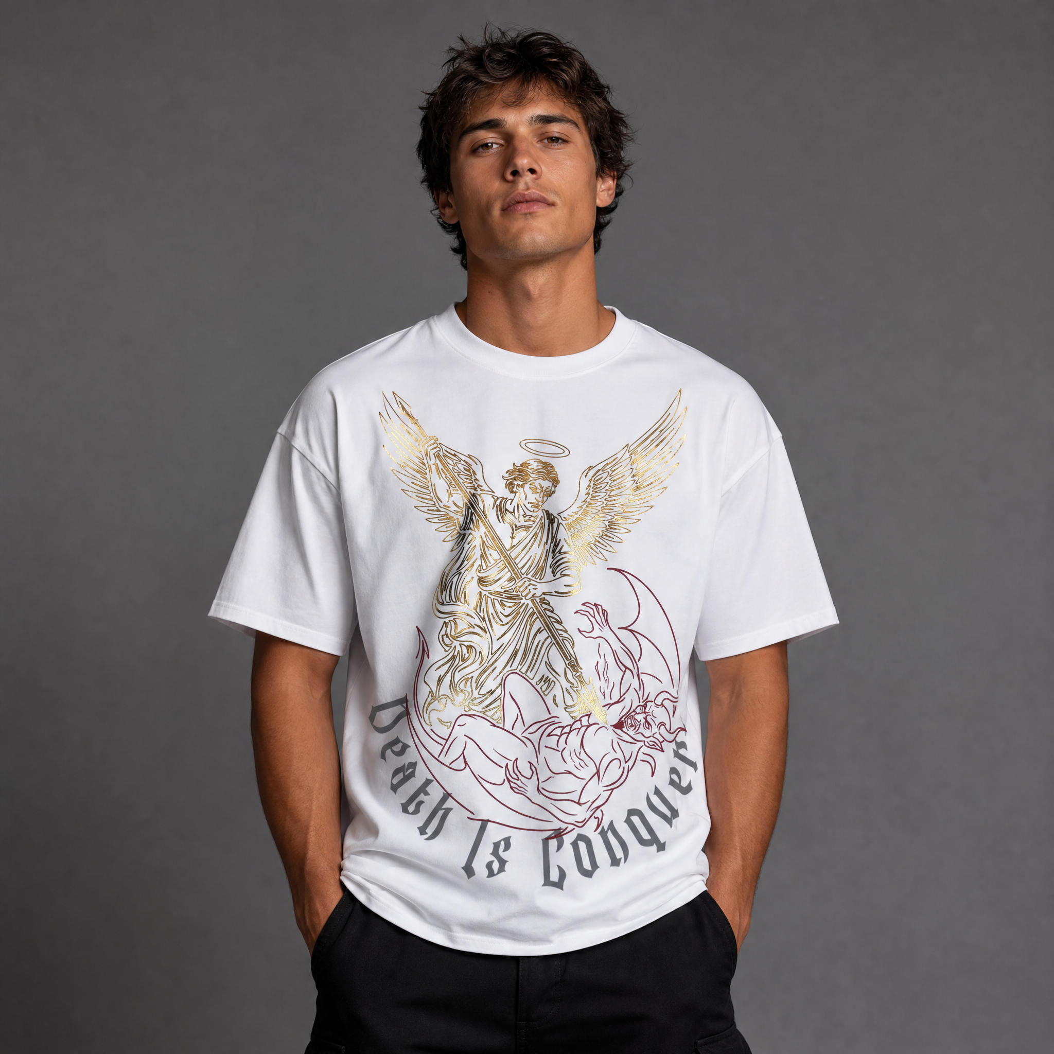 Death Is Conquered LUX T-Shirt | Gold Foil Christian Tee
