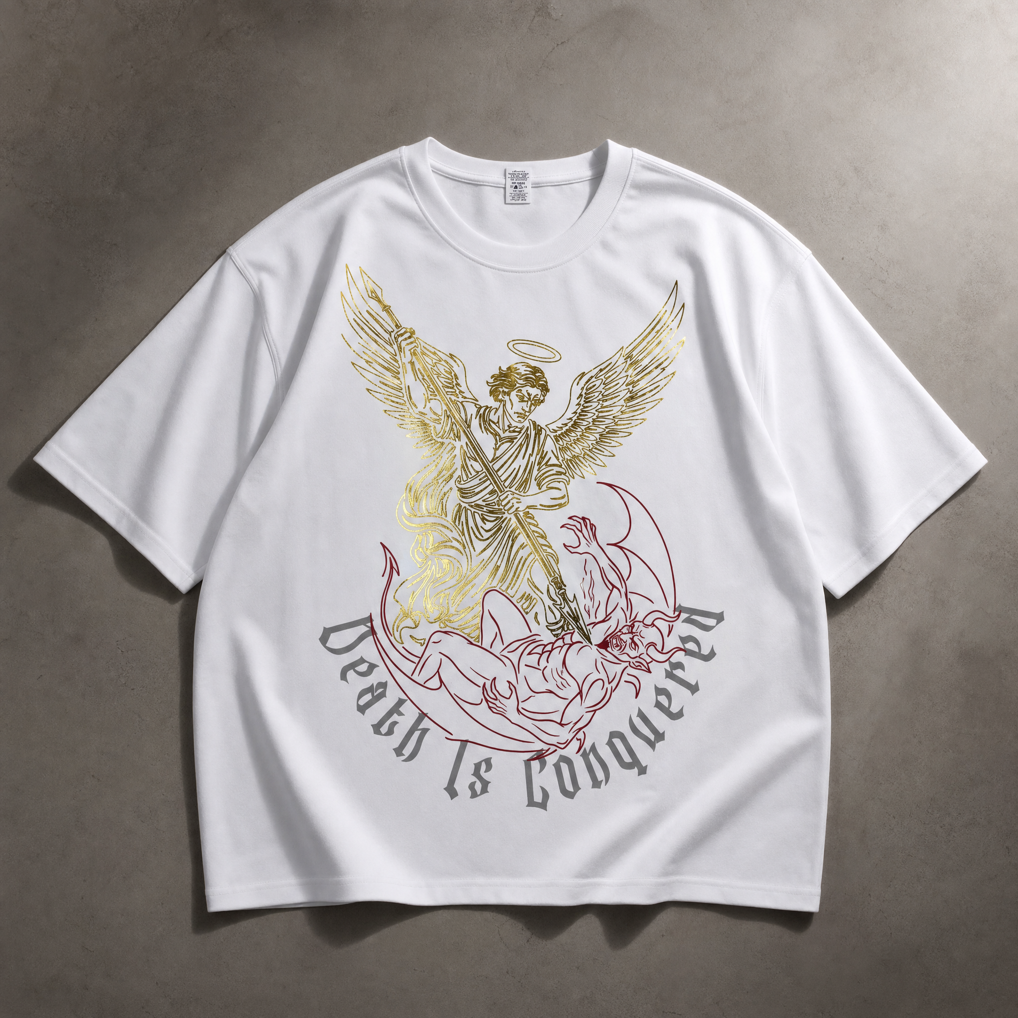 Death Is Conquered LUX T-Shirt | Gold Foil Christian Tee