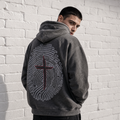 Identity Mineral Wash Hoodie in Black | Embroidered Christian Hoodie