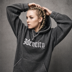 Identity Mineral Wash Hoodie in Black | Embroidered Christian Hoodie