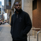 Rugged Cross Sherpa Quarter-Zip Pullover | Embroidered Christian Outerwear