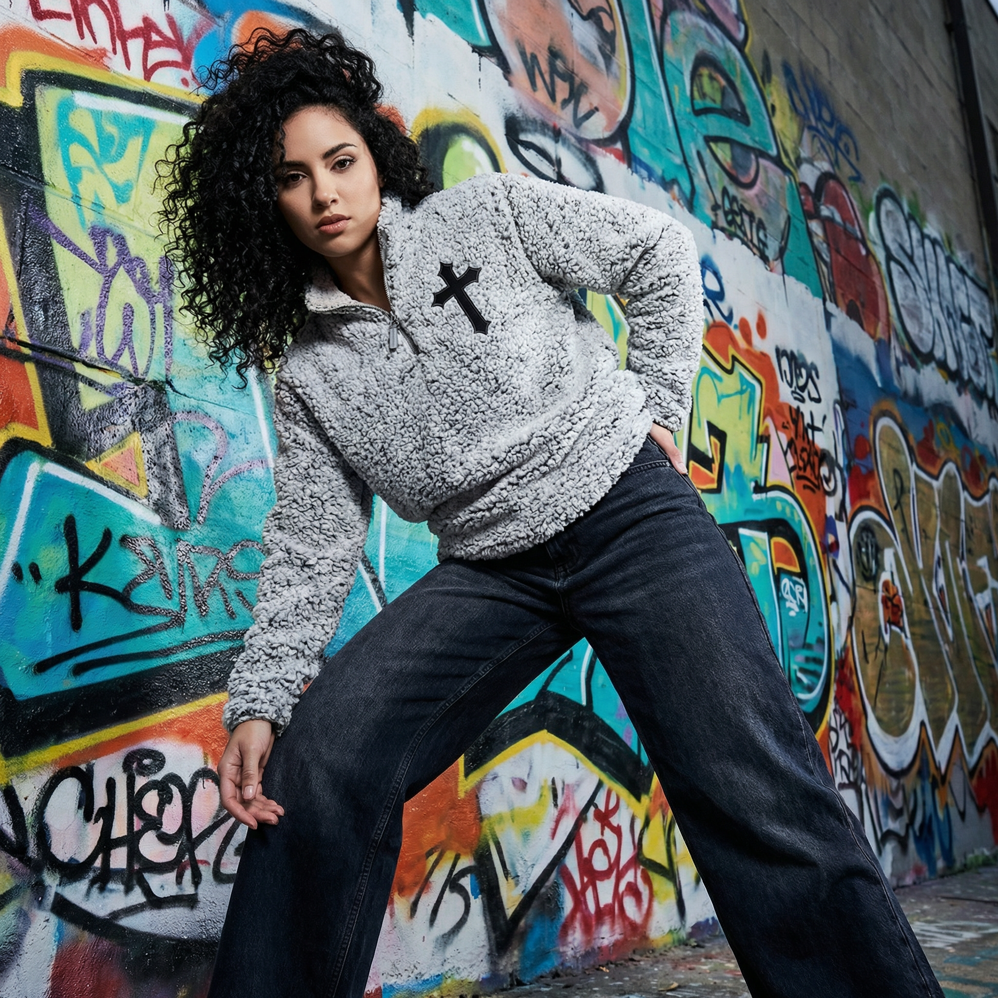 Rugged Cross Sherpa Quarter-Zip Pullover | Embroidered Christian Outerwear
