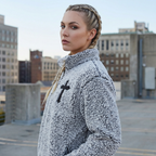 Rugged Cross Sherpa Quarter-Zip Pullover | Embroidered Christian Outerwear